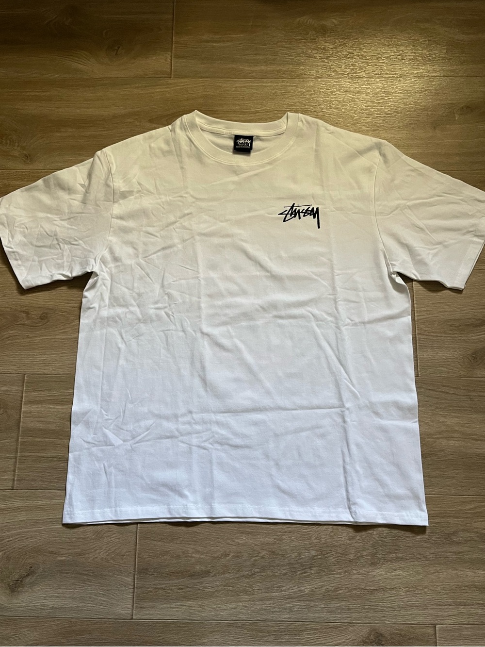 Stüssy White / Redish Dice Logo Graphic Cotton T Shirt Size L - NEW